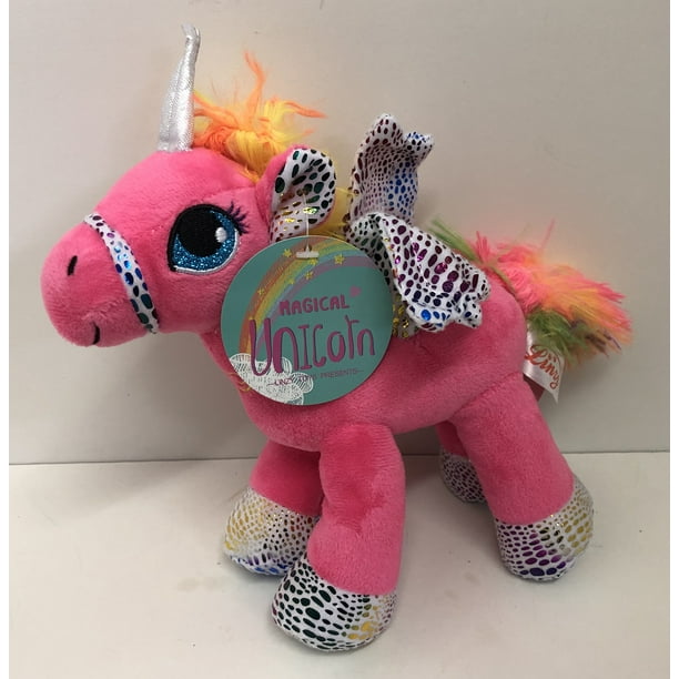 Linzy Toys Pink Unicorn with Wings and Rainbow Manes Plush - 9 Linzy Toys Pink Unicorn with Wings and Rainbow Manes Plush - 9