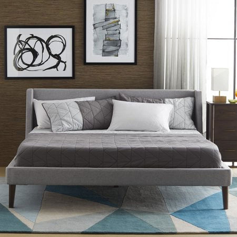 MoDRN Mid-Century  Martin Platform Bed, Light Gray, Queen