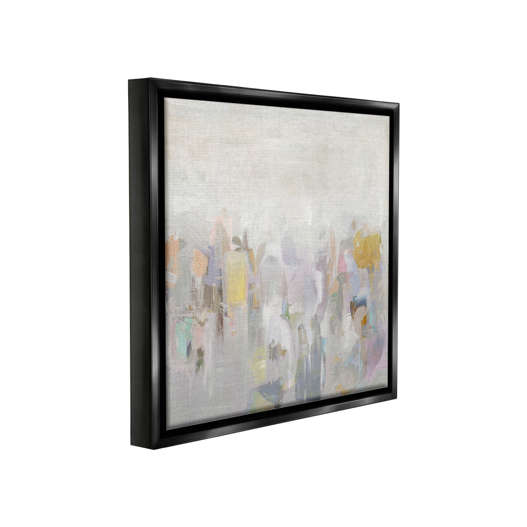 Stupell Industries Soft Grey Horizon Abstract Painting Black Floater Framed Canvas Art Print Wall Art, 25 x 25