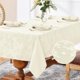 thumbnail image 1 of Romanstile Mantel Rectangular Jacquard  Manteles Decorativos Con Estampado Floral De Damasco Impermeables, Manteles De Tela Pesados ??Para Cenas/Fiestas/Exteriores  60 X 102 Pulgadas, Color Marfil, 1 of 1