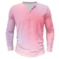 thumbnail image 2 of Goodtrade8 Gradient Winter Tops for Men Plus Size Button Long Sleeve Pink Casual Crew Neck Fall Shirts, 2 of 4