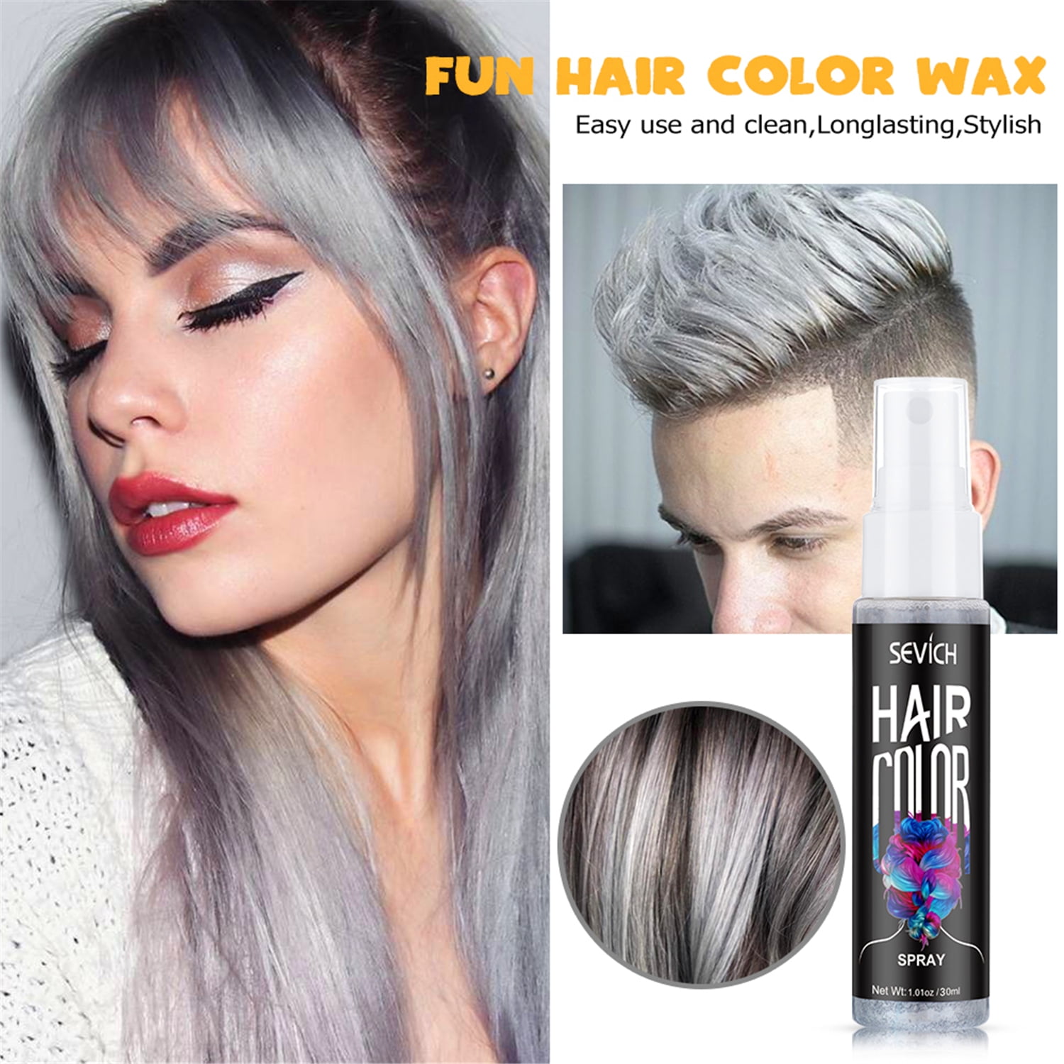 Liquid Hair Spray Unisex Party Cosplay Use Temporary Hair Color Dye Tinted  Lasting Security Hair Styling Art 30ML(Gray) - Walmart.com