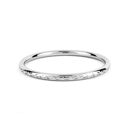 - Stainless Steel Scalloped Design Bangle Bracelet