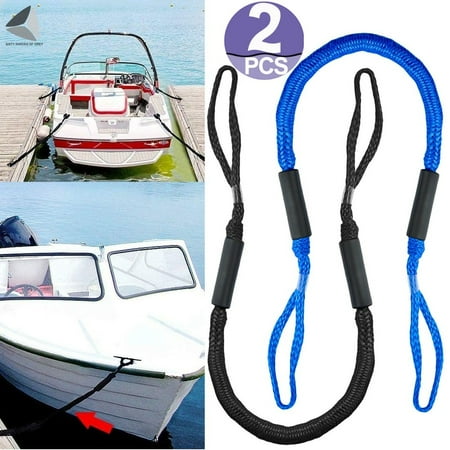 PULLIMORE Pack of 2 Boat Bungee Dock Line Marine Rope 4-5.5 FT Anchor Mooring Rope For Boats Pontoon Jet Ski SeaDoo WaveRunner Kayak Docking Lines PWC Dock Line (Black)