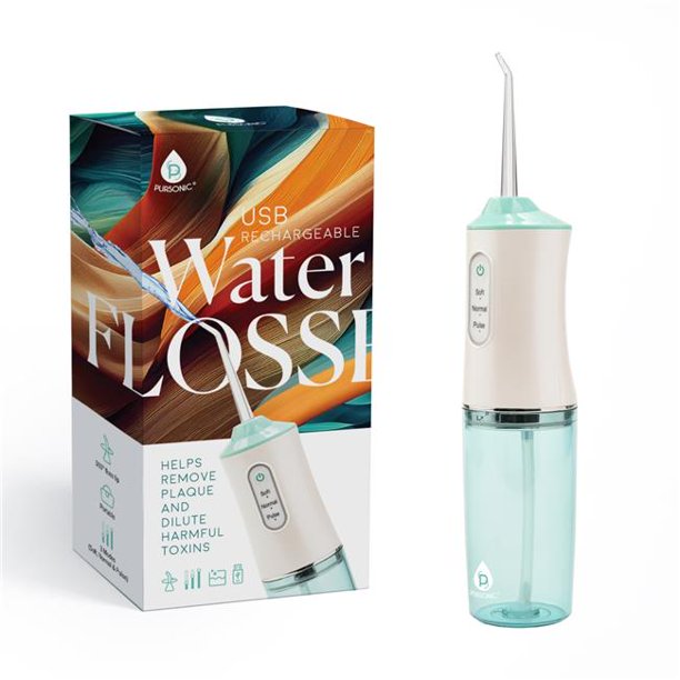 PURSONIC Rechrgeable Water Flosser Helps Remove Plaque & Dilute Harmful