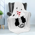 thumbnail image 4 of Love Soft Flannel Fleece Throw Blanket, Cats Romance Heart Shaped Tails Birds Animal Silhouettes Valentines Theme, Cozy Plush for Indoor and Outdoor Use, 70" x 90", Red Black White, by Ambesonne, 4 of 5