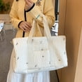 thumbnail image 3 of Sonducket Bolsa saliente del almacenamiento del pañal del bebé de la capacidad grande para el artículo fácil de la organización del pañal Bolsas de mensajero y de hombro flores de color blanco lechoso, 3 of 6
