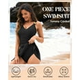 thumbnail image 7 of Zando Full Coverage One Piece Swimsuit for Women 2026 Tummy Control Bathing Suit with Metal Tie Knot Swim Dress Black L, 7 of 7