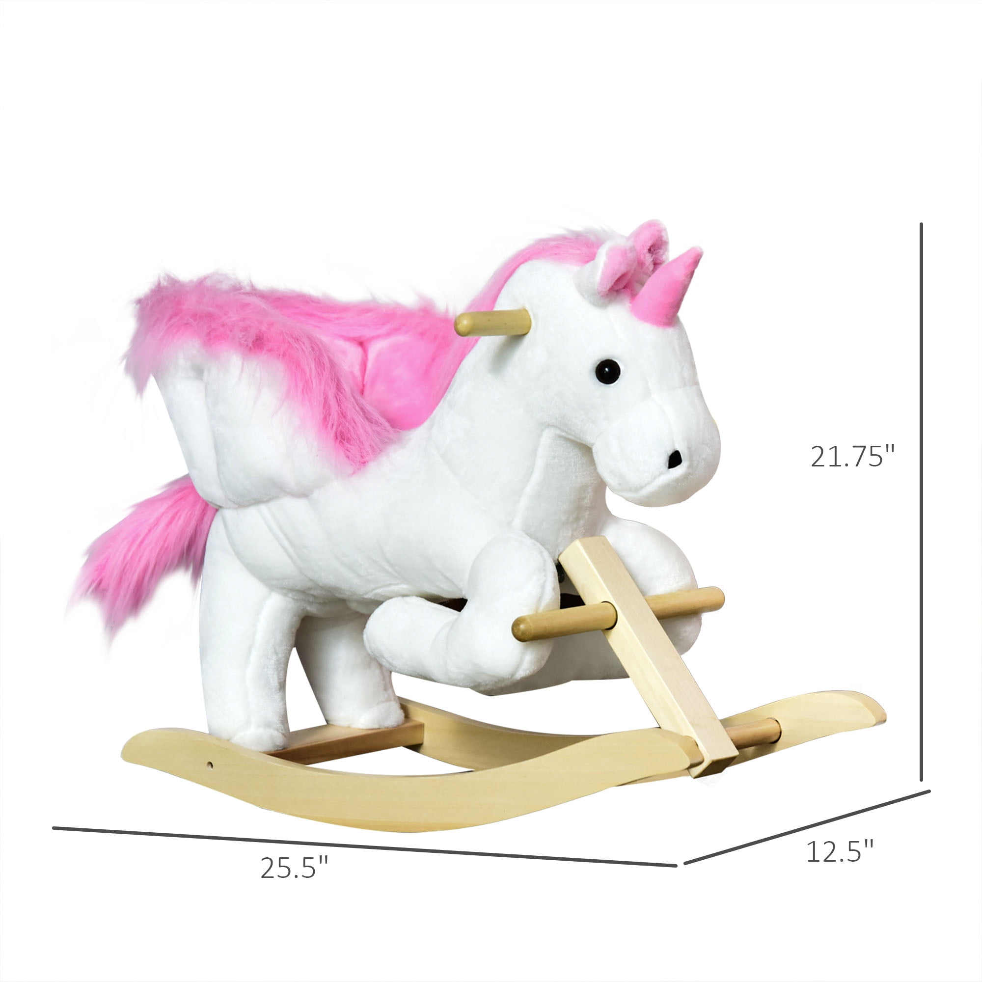 Plush Unicorn Rocking Horse, Cotton Candy Pink Crystal White with Sing-Along Song, ASTM F963/CPSIA Certified, 110 lbs Capacity for 18-36 Months Indoor Play