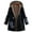 Black, variant on Women's Plus Size Patchwork Sherpa Fleece Lined Hooded Jacket Fluffy Winter Ethnic Style Warm Outwear with Pockets