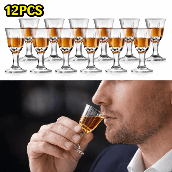 12 Pcs Mini Shot Glasses, 10ml Clear Cordial Glasses with Base, Small Tasting Glasses for Whiskey, Tequila, Spirits and Liqueur