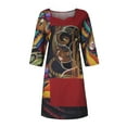 thumbnail image 3 of JINMGG Womens Plus Size Clearance $5 Women Fashion African Vintage Print Middle Sleeve V Neck Casual Mini Dress Red XXL, 3 of 7