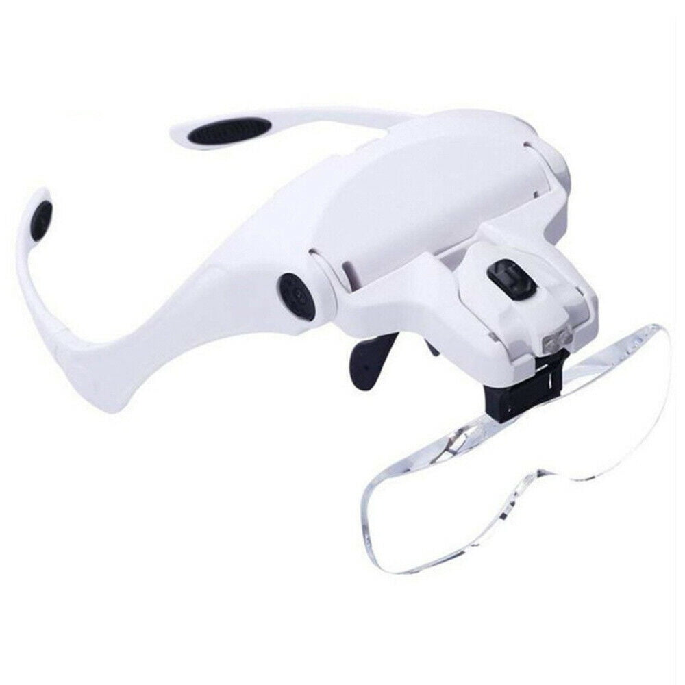 Magnifying Glass Loupe Headband Headset LED Head Lamp Light Magnifier Headlight 