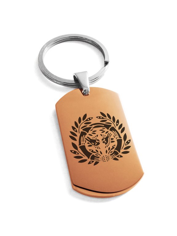 Stainless Steel Date Masamune Samurai Crest Engraved Dog Tag Keychain Keyring