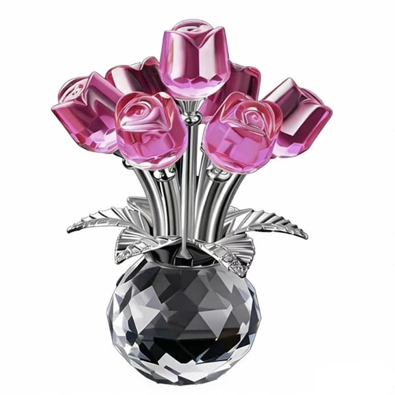 Rainbow Crystal Rose in Glass Vase - Romantic Gift for Mother's Day, Valentine's, Birthday, Anniversary, Home & Desk Decor Collectible(pink)