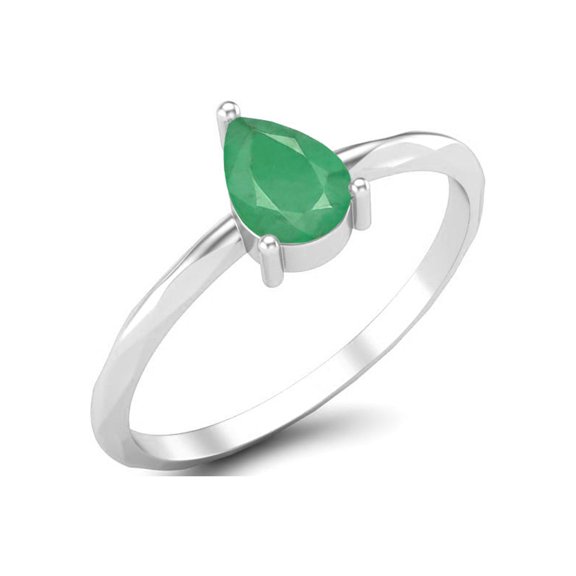 Emerald 6x4mm Pear Shape 925 Sterling Silver Mother's Day Gift Ring