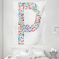 thumbnail image 1 of Letter P Tapestry, Notes of Music Harmoniously Combined Creating Capital P Alphabet ABC Design Print, Wall Hanging for Bedroom Living Room Dorm Decor, 60W X 80L Inches, Multicolor, by Ambesonne, 1 of 2