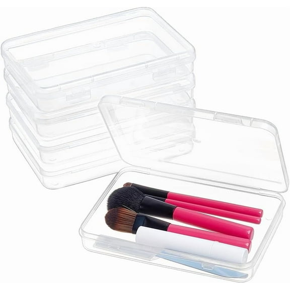 5 Packs 6x4.3x1 Rectangle Large Clear Plastic Box Containers with Double Buckles DIY