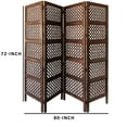 thumbnail image 5 of Decorative Four Panel Mango Wood Hinged Room Divider with Circular Cutout Design, Brown, 5 of 6