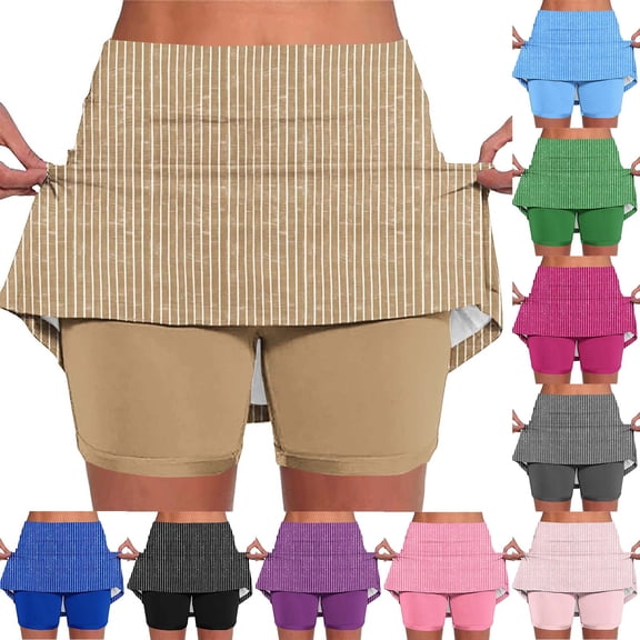 Bixock Women's Tennis Skort,Elastic High Waisted Solid Color Athleisure Casual Stretchy Underlayer Safety Skirt