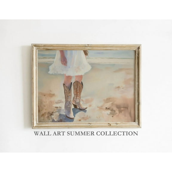 Neutral Coastal Cowgirl Boots Print, Country Western Aesthetic Poster, Dorm Western Girl Room Wall Art, Trendy Preppy Decor Wall Art, Modern Wall Decor, 8x12 UNFRAMED