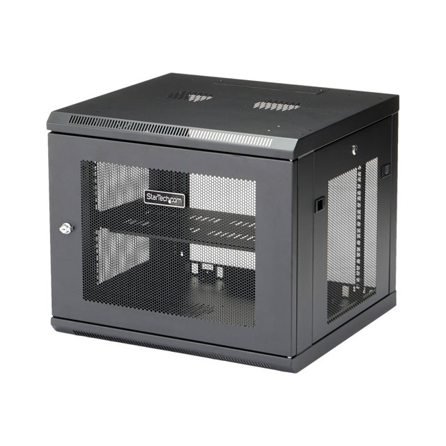 StarTech.com 9U Wall Mount Server Rack Cabinet - 4-Post Adjustable Depth (2" to 19") Network Equipment Enclosure with Cable Management (RK920WALM)