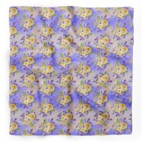 Bimba Yellow Leaves & Alba Rose Floral Pure Silk Printed Head Bandanas Summer Neck Wrap Scarf 40 x 40 Inches