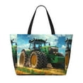 thumbnail image 2 of Naloa Green Tractor Field Large Capacity Beach Bag, Waterproof Sandproof Beach Swim Pool Bag Tote Bag for Women, 2 of 7