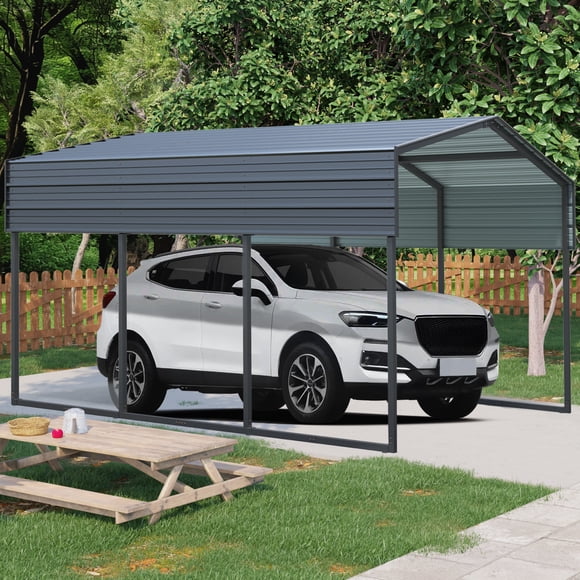 LHYY Outdoor Carport,10x15 FT Carport,Heavy Duty Carport Canopy with Galvanized Steel Roof and Frame,Metal Carport Large Garage for Driveway Car,Truck ,302 ibs