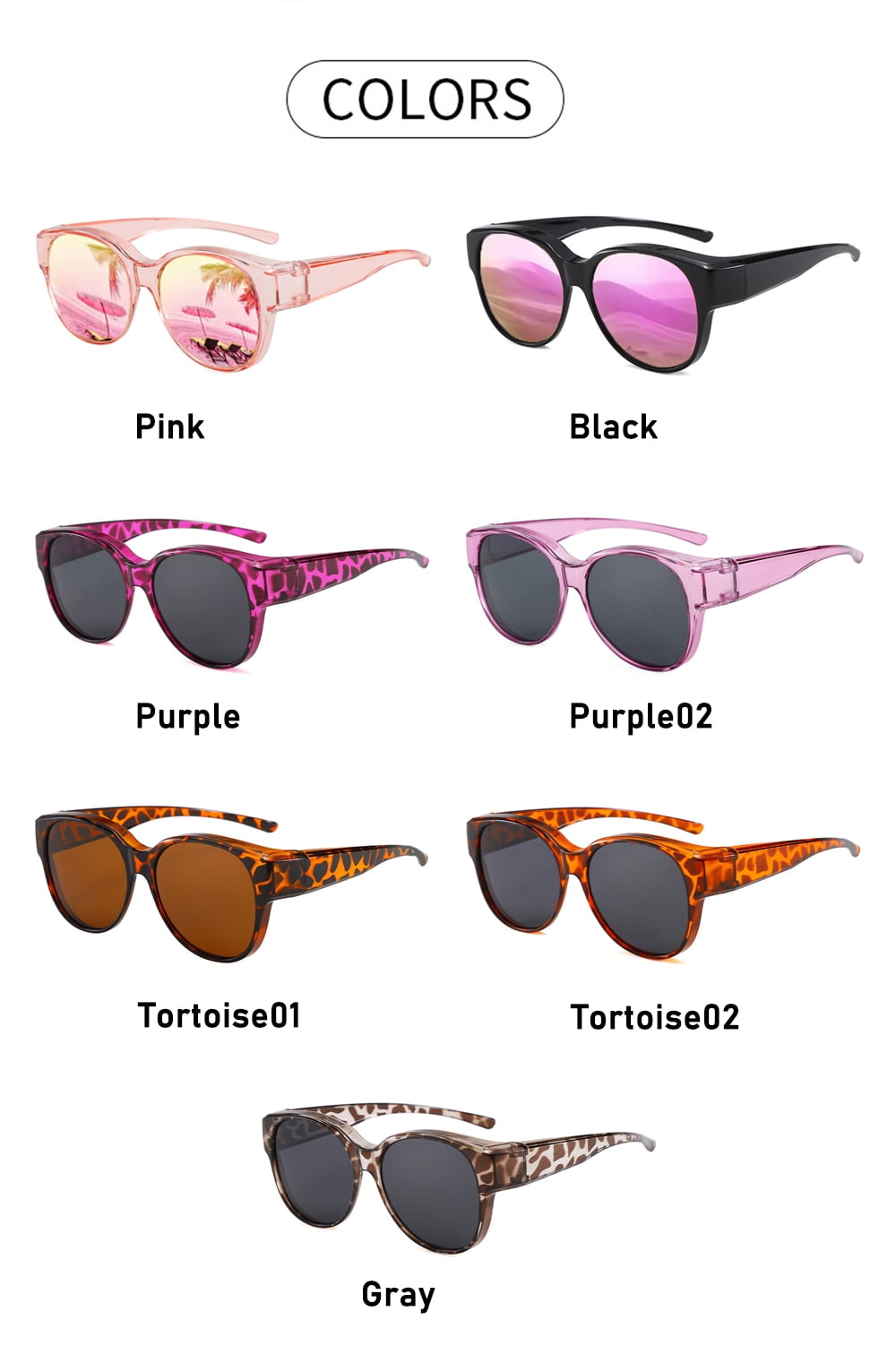 2PCS/1PCS Fit Over Glasses Sunglasses for Women Men, Oversized Cat Eye Sunglasses Polarized 100% UV400 Protection