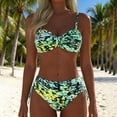 thumbnail image 2 of PBFRDSJ Womens Bikini Swimsuits Spaghetti Strap Retro Bra Top Abstract Print 2 Piece Bathing Suit Beach Bikini Swimwear, 2 of 9