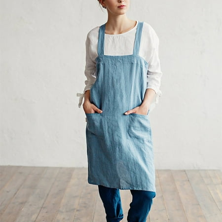 

Kitchen Gadgets Cross back linen apron Japanese apron Linen cross over apron No ties linen apron Pinafore apron for woman Kitchen Organization