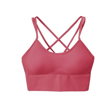 

Jerdar Sports Bra for Women Breathable Padded Support Seamless Sports Bra Wirefree Yoga Bra With Removable Pads Red S