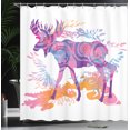 thumbnail image 4 of Ambesonne Digital Shower Curtain, Trippy Vivid Deer, 69"Wx84"L, Mauve and Orange, 4 of 5