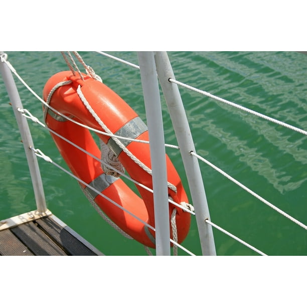 Float Device Ring Rescue Orange Life Saver Ring-20 Inch By 30 Inch Laminated Poster With Bright