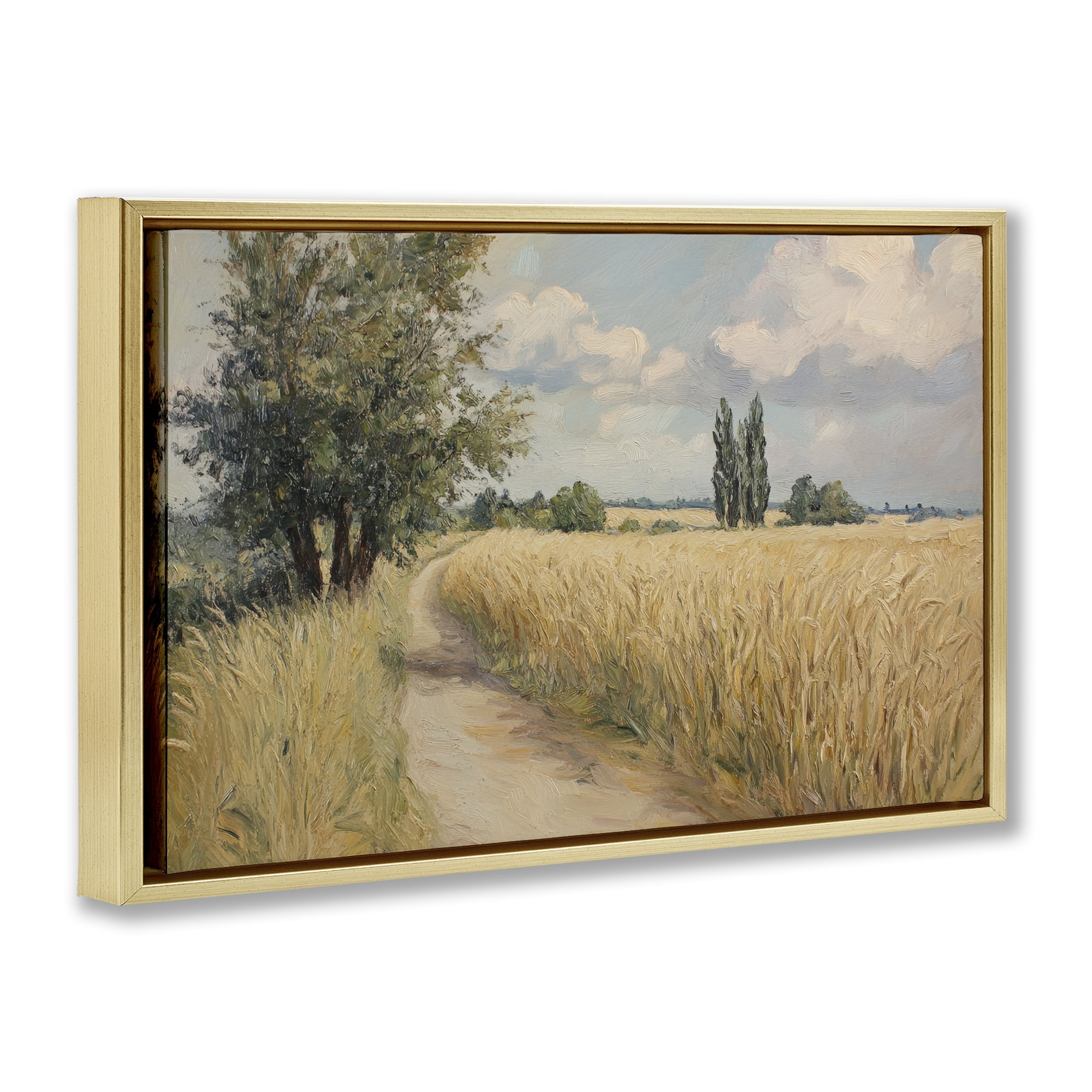 Stupell Industries Quiet Path Through Wheat Gold Framed Floater Canvas Wall Art, design by Petal Prints Design