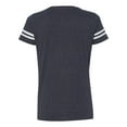 thumbnail image 3 of Fine Jersey V-Neck Short Sleeve Footbal T-Shirt for Women , White / Vintage Navy , 2XL, 3 of 5