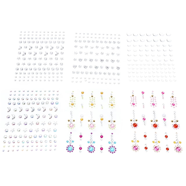 MasteelfCA 6 Sheets Forehead Paste Eyebrow Stickers Masquerade Ball Face Decor Sticker