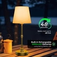 thumbnail image 2 of Rechargeable Table Lamp Cordless,5200mAH Battery Powered LED Lamp,2700k,Stepless Dimming,Portable Touch Control Lamp for Dining Room, Living Room,Bedroom etc,Antique Brass,1 Pack, 2 of 11