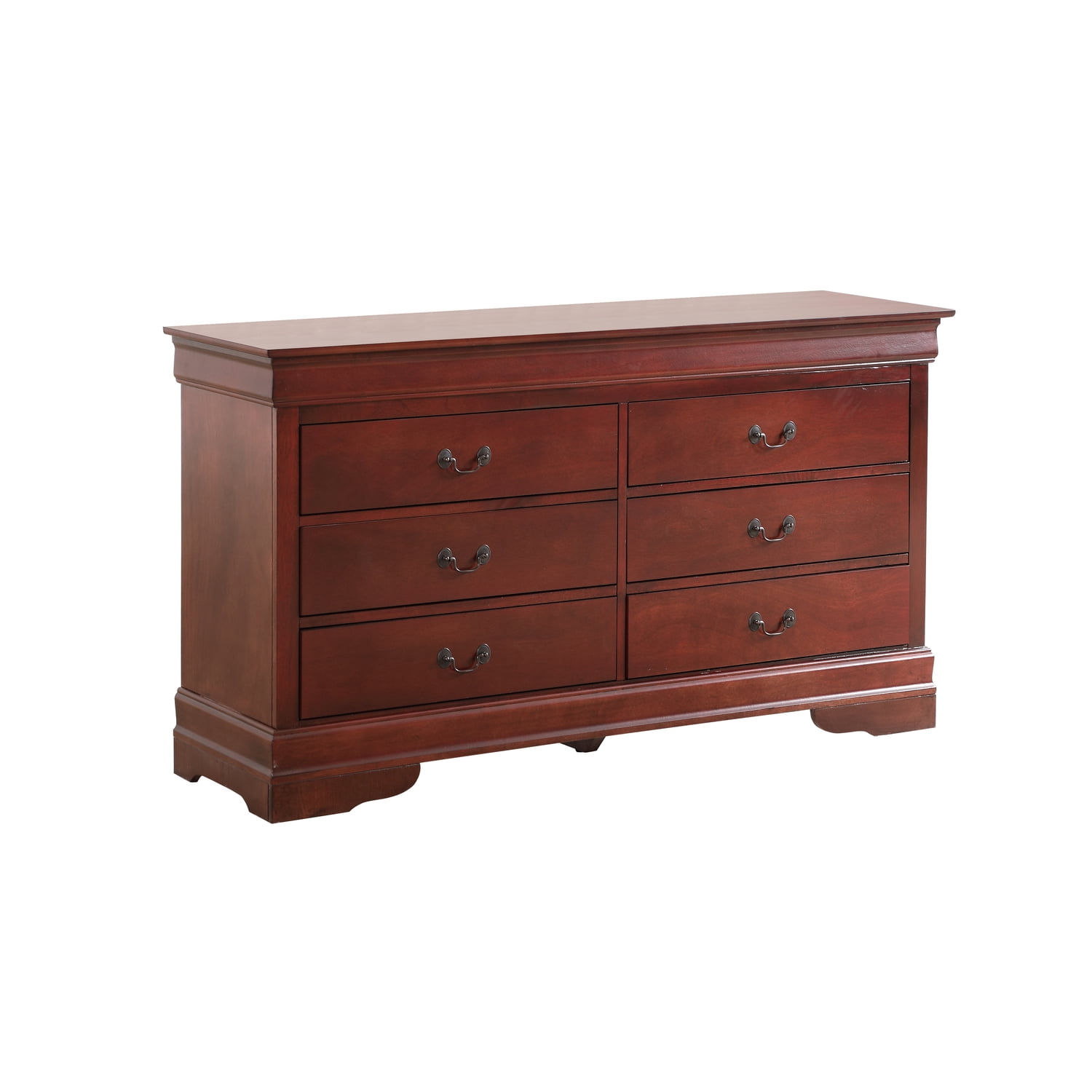 Glory Furniture Louis Phillipe 6 Drawer Dresser in Cherry