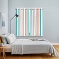 thumbnail image 4 of Aqua Teal Stripe Kitchen Curtains 63 Inch Length, Geometric Grey White Vertical Striped Grommet Top Bedroom Living Room Curtains, Light Filtering Cafe Curtain Drapes 2 Panels Set 84''x63'', 4 of 9