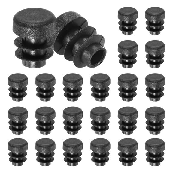 Uxcell 50 Pack Round Plastic Plug, 1/2 Inch Furniture Tube Inserts for Pipe Post/Chairs/Metal Tubing [Black]