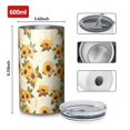 thumbnail image 4 of 20oz Coffee Tumblers Beige Sunflower Pattern Stainless Steel Vacuum Insulated Travel Tumbler Coffee Cups Mug with Lid and Straw with Cleaning Brush for Cold & Hot Drinks, 4 of 5
