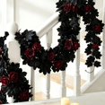 thumbnail image 2 of 78.74 Inch Artificial Black Maple Leaf Arch Vine Garland With Red Roses, Gothic Hanging Foliage for Door Frame, Archway, Indoor Wall, Halloween Home Scene Decor, 2 of 4