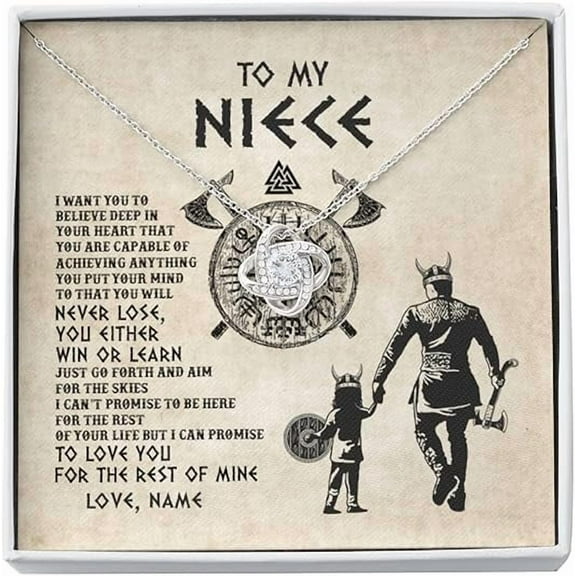 Love Knot Necklace, Auntie Uncle Not Even Time Floral Niece Birthday Graduation Christmas with Message Card and Gift Box, Personalized To My Niece Necklace From Aunt and Uncle