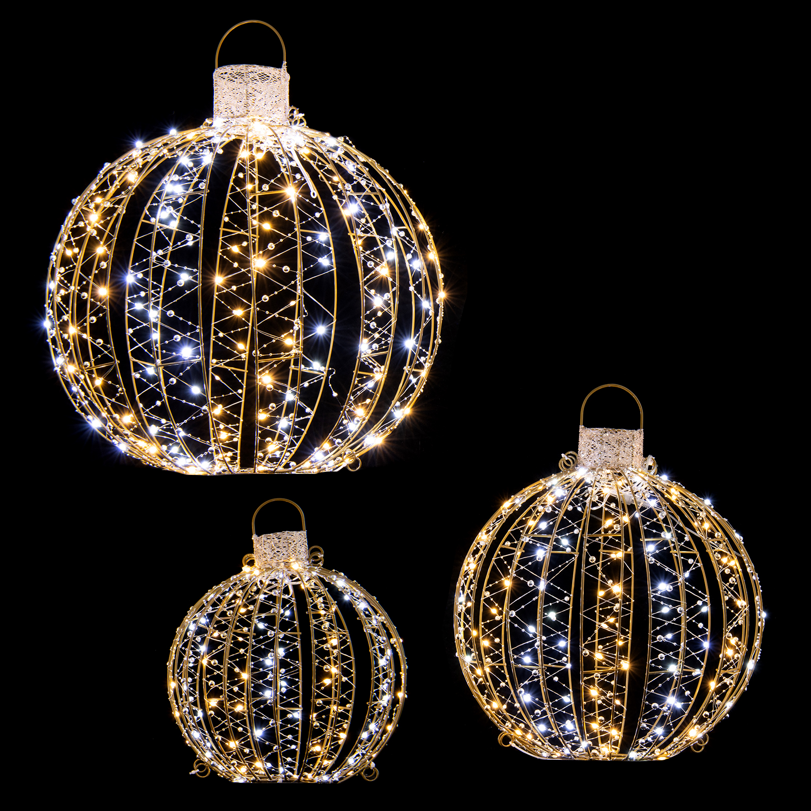 Lot 4 Boules Lumineuses Suspendues 30cm Avec Minuteur - 8 Modes, Blanc Chaud, Pour Noël Et Déco
