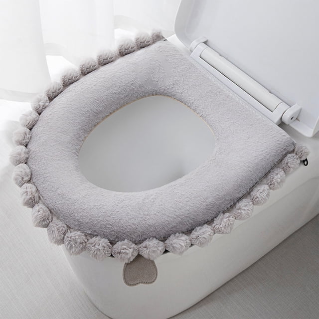 Cojín grueso para asiento de inodoro, funda para inodoro, versión cálida, lavable, collarín para inodoro