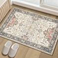 thumbnail image 3 of Toyoso 2x3 Washable Vintage Floral Area Rug - Distressed Small Entryway Rug Doormat Bohemian Faux Wool Non-Slip Low-Pile Floor Carpet for Indoor Front Entrance Kitchen Bathroom-Multi, 3 of 10