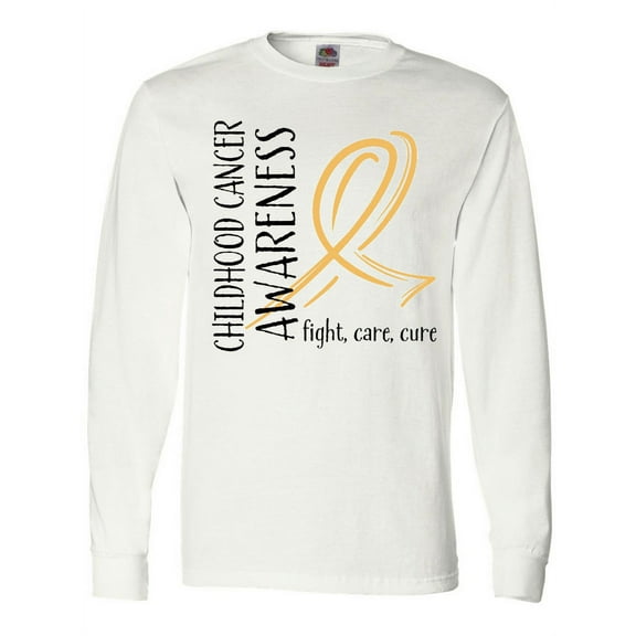 Inktastic Childhood Cancer Awareness- Fight, Care, Cure Long Sleeve T-Shirt