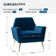 thumbnail image 7 of Upholstered Velvet Armchair Set of 2 Lounge Accent Chair Tufted Back Metal Legs Bedroom Navy, 7 of 7